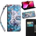 For iPhone 13 3D Painting Pattern Coloured Drawing Leather Phone Case(Tiger)