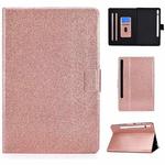 For Samsung Galaxy Tab S8 / S7 Varnish Glitter Powder Smart Leather Tablet Case(Rose Gold)
