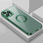 For iPhone 11 9D Electroplated Edge Lens Film Clear PC + TPU Shockproof Case (Alpine Green)