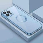 For iPhone 12 9D Electroplated Edge Lens Film Clear PC + TPU Shockproof Case(Sierra Blue)