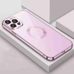 For iPhone 12 Pro Max 9D Electroplated Edge Lens Film Clear PC + TPU Shockproof Case(Pink)