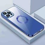 For iPhone 12 Pro Max 9D Electroplated Edge Lens Film Clear PC + TPU Shockproof Case(Blue)