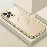 For iPhone 13 Pro Max 9D Electroplated Edge Lens Film Clear PC + TPU Shockproof Case (Gold)