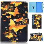 For Samsung Galaxy Tab S8 X700 X706 Colored Drawing Smart Leather Tablet Case(Gold Butterfly)