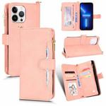 For iPhone 13 Pro Max Litchi Texture Zipper Leather Phone Case (Pink)