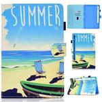 For Samsung Galaxy Tab S8 X700 X706 Colored Drawing Smart Leather Tablet Case(Beach)