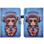 For Lenovo Legion Y700 Colored Drawing Smart Leather Tablet Case(Headphone Monkey)