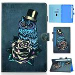For Samsung Galaxy Tab S8 X700 X706 Colored Drawing Smart Leather Tablet Case(Rose Owl)