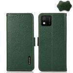 For Wiko Y52 KHAZNEH Side-Magnetic Litchi Genuine Leather RFID Phone Case(Green)