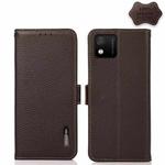 For Wiko Y52 KHAZNEH Side-Magnetic Litchi Genuine Leather RFID Phone Case(Brown)