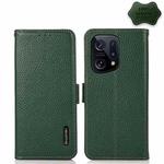 For OPPO Find X5 KHAZNEH Side-Magnetic Litchi Genuine Leather RFID Phone Case(Green)