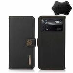 For Xiaomi Poco X4 Pro 5G KHAZNEH Custer Genuine Leather RFID Phone Case(Black)
