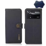 For Xiaomi Poco X4 Pro 5G KHAZNEH Custer Genuine Leather RFID Phone Case(Blue)