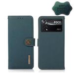 For Xiaomi Poco X4 Pro 5G KHAZNEH Custer Genuine Leather RFID Phone Case(Green)