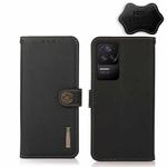 For Xiaomi Redmi K40S 5G KHAZNEH Custer Genuine Leather RFID Phone Case(Black)