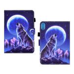 For Lenovo Legion Y700 Colored Drawing Smart Leather Tablet Case(Night Wolf)