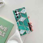 For Samsung Galaxy S22 5G Electroplated Splicing Marble TPU Phone Case(Dark Green)