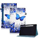 For Samsung Galaxy Tab S8 / S7 Colored Drawing Elastic Band Smart Leather Tablet Case(Flower Butterfly)