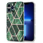 Electroplated Splicing Marble Stripe Straight Edge Case For iPhone 13 Pro(Emerald Green)