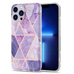 Electroplated Splicing Marble Stripe Straight Edge Case For iPhone 13 Pro Max(Light Purple)