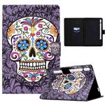 For Samsung Galaxy Tab S8 / S7 Electric Pressed Smart Leather Tablet Case(Skull)