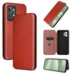 For OPPO Realme GT2 Pro Carbon Fiber Texture Flip Leather Phone Case(Brown)