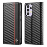 For Samsung Galaxy A33 5G LC.IMEEKE Carbon Fiber PU + TPU Leather Phone Case(Vertical Black)