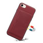 For iPhone 7 / 8 Denior V3 Luxury Car Cowhide Leather Protective Case with Holder & Card Slot(Dark Red)