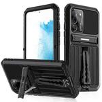 For Samsung Galaxy S22+ 5G Triple-proof Armor Phone Case with Holder(Black)