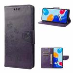 For Xiaomi Redmi Note 11 4G / Note 11S Embossed Butterfly Pattern Flip Leather Phone Case(Dark Purple)