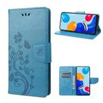 For Xiaomi Redmi Note 11 4G / Note 11S Embossed Butterfly Pattern Flip Leather Phone Case(Blue)