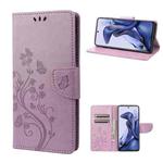 For Xiaomi Poco X4 Pro 5G Embossed Butterfly Pattern Flip Leather Phone Case(Light Purple)