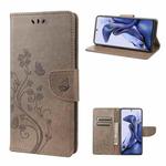 For Xiaomi Poco X4 Pro 5G Embossed Butterfly Pattern Flip Leather Phone Case(Grey)