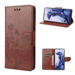 For Xiaomi Poco X4 Pro 5G Embossed Butterfly Pattern Flip Leather Phone Case(Brown)