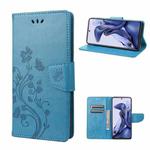 For Xiaomi Poco X4 Pro 5G Embossed Butterfly Pattern Flip Leather Phone Case(Blue)