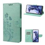 For Xiaomi Poco X4 Pro 5G Embossed Butterfly Pattern Flip Leather Phone Case(Green)