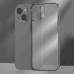 For iPhone 13 Frosted TPU + Glass Phone Case(Transparent Black)