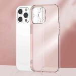 For iPhone 13 Pro Max Frosted TPU + Glass Phone Case (Transparent Pink)