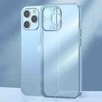 For iPhone 12 Pro Frosted TPU + Glass Phone Case(Transparent Blue)