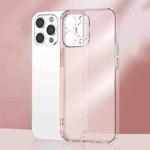 For iPhone 12 Pro Max Frosted TPU + Glass Phone Case(Transparent Pink)