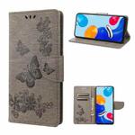 For Xiaomi Redmi Note 11 4G / Note 11S Butterfly Embossed Horizontal Flip Leather Phone Case(Grey)