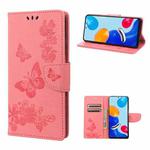 For Xiaomi Redmi Note 11 4G / Note 11S Butterfly Embossed Horizontal Flip Leather Phone Case(Pink)