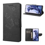 For Xiaomi Poco X4 Pro 5G Butterfly Embossed Horizontal Flip Leather Phone Case(Black)