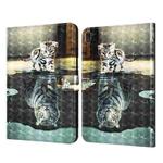 For Lenovo Tab E10 3D Painted Pattern Leather Tablet Case(Cat and Tiger)