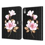 For Lenovo Tab P11 Pro 3D Painted Pattern Leather Tablet Case(Black Flower)