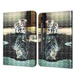 For Samsung Galaxy Tab S7 SM-T875 3D Painted Pattern Leather Tablet Case(Cat and Tiger)