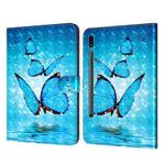 For Samsung Galaxy Tab S7 SM-T875 3D Painted Pattern Leather Tablet Case(Three Butterflies)