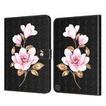For Amazon Kindle Fire HD 8 2020 3D Painted Pattern Leather Tablet Case(Black Flower)