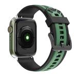Two-Color Silicone Watch Band For Apple Watch Series 8&7 41mm / SE 2&6&SE&5&4 40mm / 3&2&1 38mm(Black Dark Green)