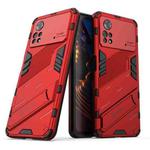 For Xiaomi Poco X4 Pro 5G Punk Armor 2 in 1 PC + TPU Shockproof Phone Case with Invisible Holder(Red)